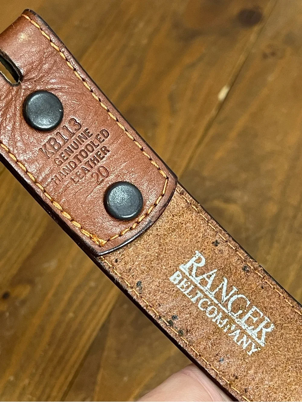 Ranger belt co kids leather and calf hair western belt no buckle size 20